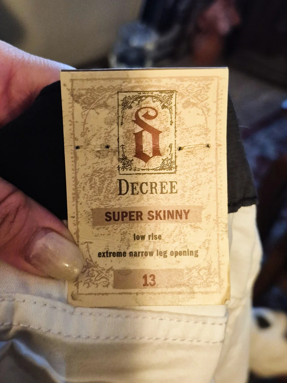 Decree Super Skinny White Black Tuxedo Stripe Jeans Size 13 NWT